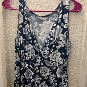 St John’s Bay Navy Blue Floral Wrap-Style Sleeveless dress